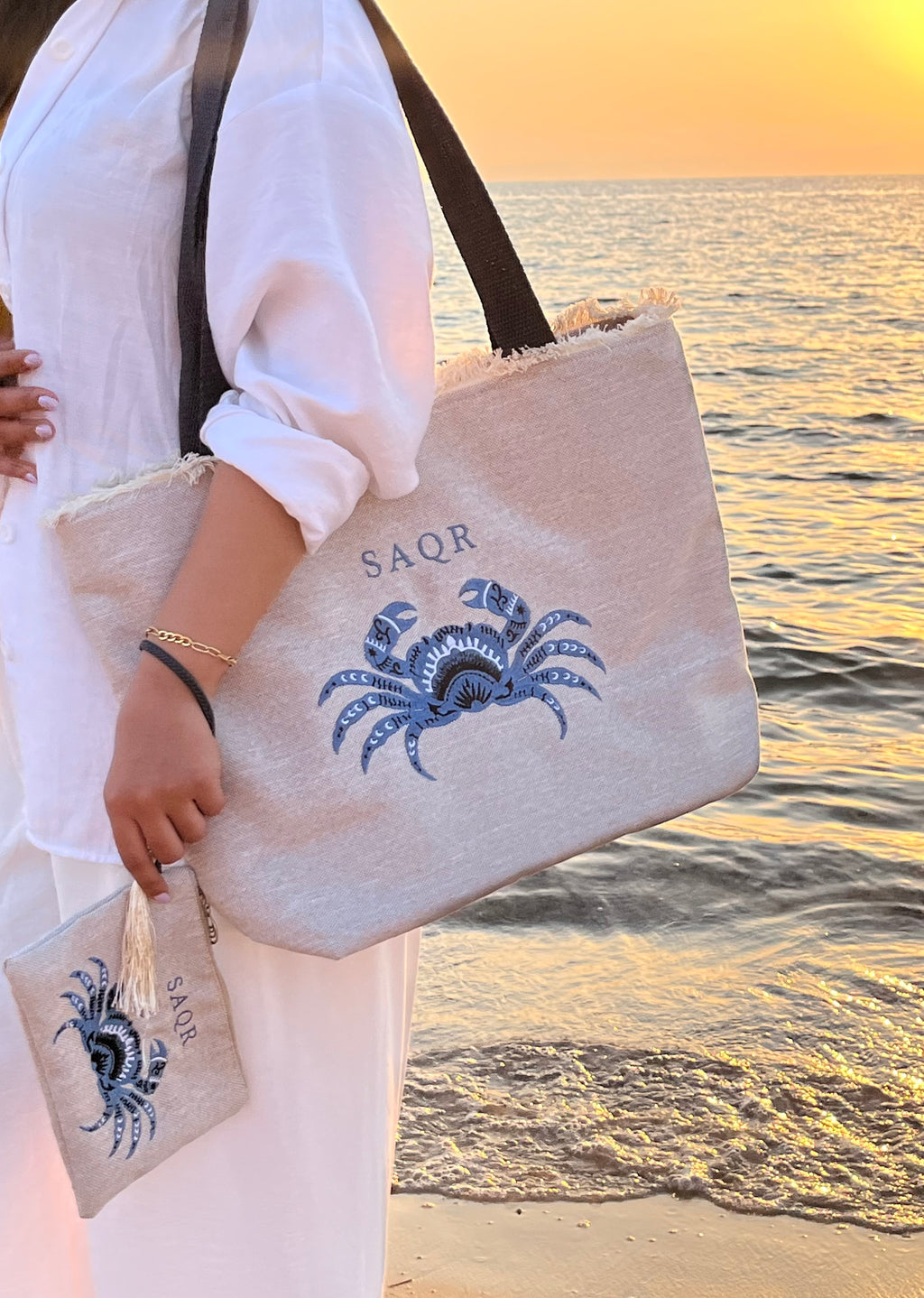 Crab Linen Tote & Pouch Set