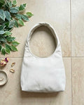 Suede Hobo Bag in Off-White